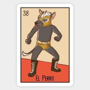 El Perro Mexicano // Mexican Luchador Dog Loteria Card Sticker